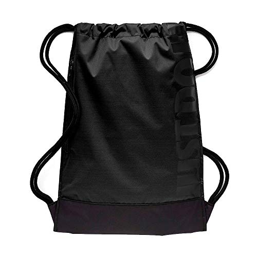 Nike Brasilia Training Gymsack, Drawstring Backpack with Zipper Pocket and Reinforced Bottom, Black/Black/White - color: Black/Black/White
