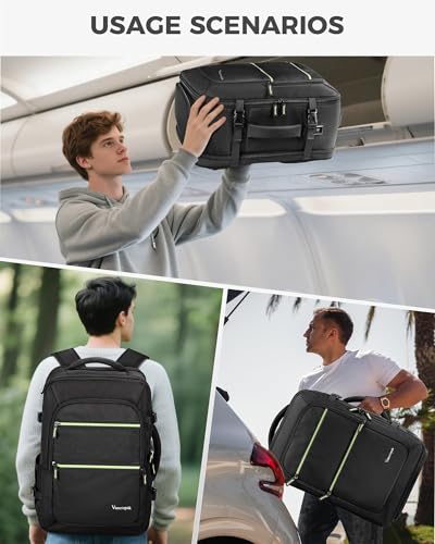 Vancropak Travel Personal Item Backpack for Spirit Airlines with Shoe Compartment Removable, 18x14x8 TSA Approved Underseat Carry on Backpack, Large Luggage Suitcase Bag Fit 17.3" Laptop, Black - color: Black