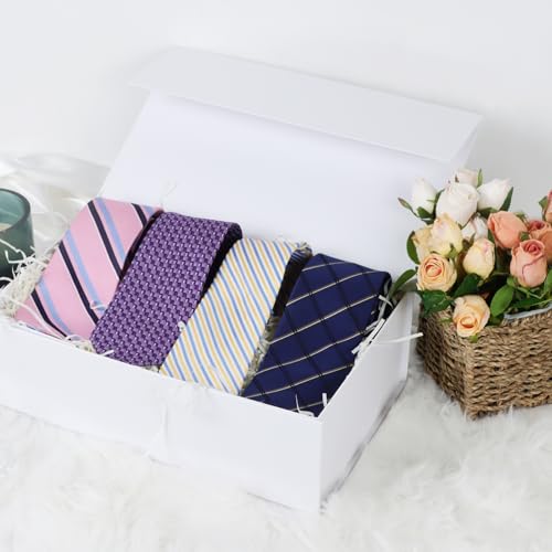 LFBOX White Gift Box with Magnetic Lids 13.8x8.3x4.4 in, Large Bridesmaid Groomsman Proposal Boxes 5 Pack, Collapsible Rectangle Storage Box - color: White, size: 1 count (Pack of 5)