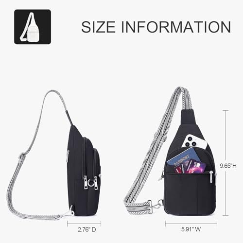 Small Sling Bag for Women, Puffer Crossbody Bag Anti Theft Travel RFID Purses Fanny Packs for Travel Hiking - color: Black