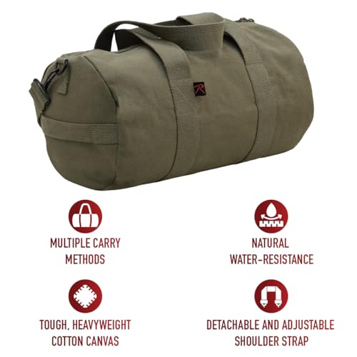 Rothco Heavy-Duty Canvas Shoulder Duffle Bag - Rugged Travel Gym Gear Equipment Bag - color: Olive Drab, size: 17 Inches