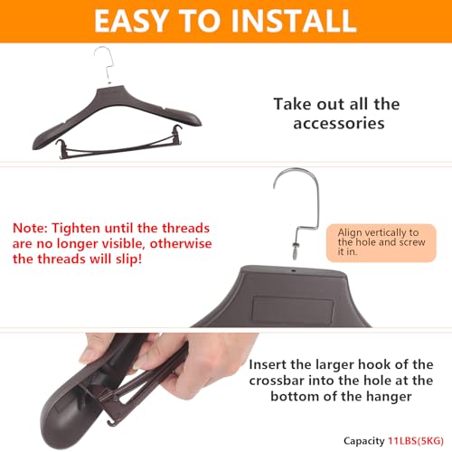 Suit Hangers for Men 6 Pack, Brown Coat Hangers Extra Wide Non Slip Width 17.7", Thick Plastic with Pants Bar & Metal Hook - color: Brown, size: 6 Pack