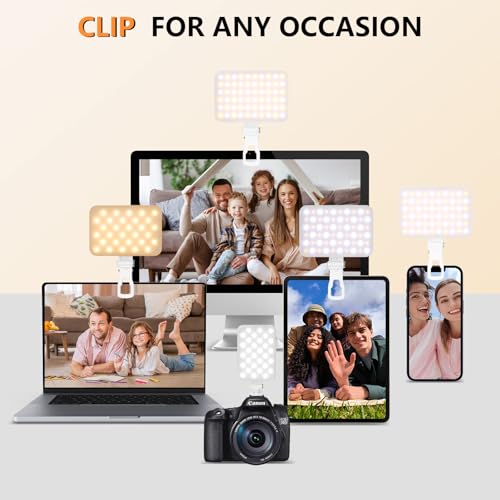 BANSINE Portable LED Photo Light - USB-Rechargeable, Up to 6500K Color Temperature for Selfie, Zoom Conference, Video, Makeup - color: Whte