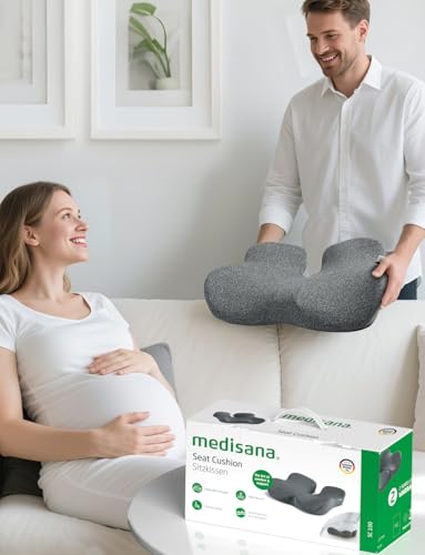 medisana Seat Cushion, SC 100 Seat Cushions for Office Chairs, Car Seat, Wheelchair - Sciatica & Tailbone & Coccyx Pain Relief Pillow for Driver Sedentary, Gift for Women Men(Size:18*14.6*3.54in-Grey)