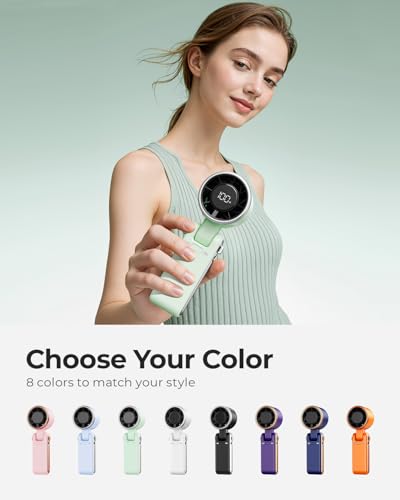 Portable Handheld Turbo Fan - 5 Gear High Speed 4000mAh Rechargeable Mini Personal Hand Fan Blow Cold Air, Battery Operated Travel Essentials, Beach Vacation, Gifts for Women, Men (Green) - color: Green