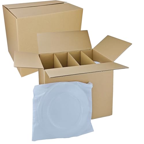 2 Sets Moving Boxes Dish Packing Boxes Divider Kits,16 x 12 x 13 Inch Dish Packing Box Kitchen Moving Box Corrugate Dividers with 20 Pcs Foam Pouches,1 Pcs Tape Rolls with Dispenser - style: 2 Sets-dish packing-16x12x13in