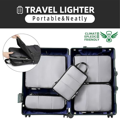 BAGAIL 6 Set Ultralight Compression Packing Cubes Packing Organizer for Travel Accessories Luggage Suitcase Backpack - color: Black40D, style: Mesh Pattern