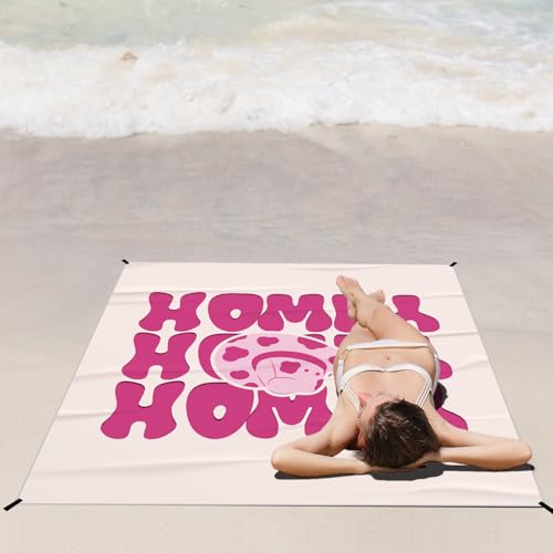 Pink Cowgirl Howdy Pocket Picnic Blankets, Preppy Western Mini Beach Camping Blanket Waterproof Sandproof, Trendy RV Outdoor Blanket Mat Gifts for Cowgirls Camper Campsite Dorm Travel 55x60in - color: Howdy