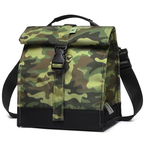 SUNNY BIRD Insulated Lunch Bag Rolltop Lunch Box Tote Bag for Women, Men, Adults and Teens (Camouflage) - color: Camouflage