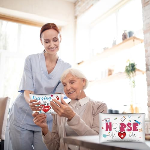 30 Pcs Nurse Makeup Bag Bulk for Nurse Canvas Makeup Bags Reusable Nursing Cosmetic Pouch for Spring Appreciation Birthday Gifts - style: Nurse