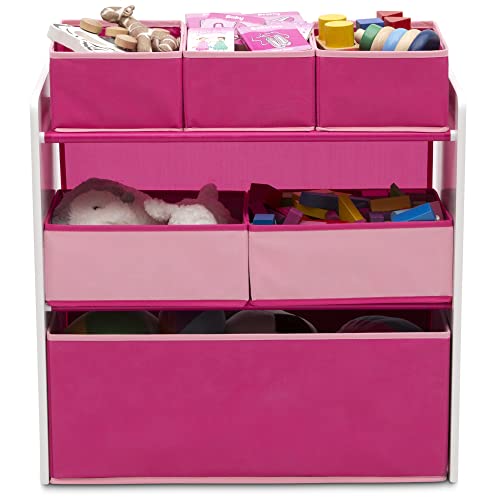 Delta Children Design and Store 6 Bin Toy Organizer, White/Pink - color: White/Pink