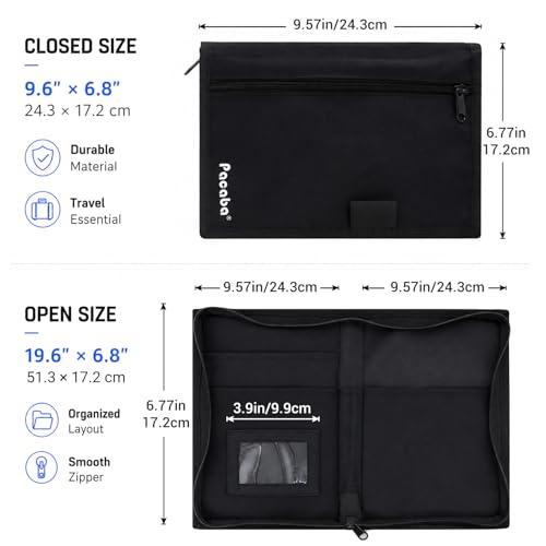 Car Registration and Insurance Card Holder, Glove Box Organizer Vehicle Document Wallet with Clear Compartments, Auto Document holder for Driver License, Car Insurance Vehicle Registration (Black)
