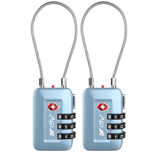 TSA Accepted Luggage Travel Lock, Set-Your-Own Combination Lock for School Gym Locker, Luggage Suitcase Baggage Locks, Filing Cabinets, Toolbox, Case Arctic Blue, 2 Pack (Limited Edition) - color: Arctic Blue, size: 2 Pack