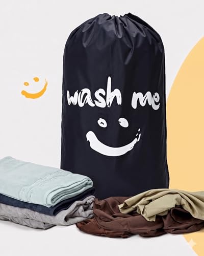 HOMEST XL Laundry Bag 28" x 40", Extra Large Dirty Clothes Organizer Holds 3-4 Loads, Machine Washable Drawstring Laundry Bag for Dorm, Camp, Laundromat, Family, Travel, Black - color: (1 pack-Wash me)Black