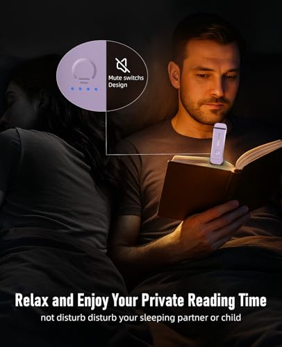 HIONXMGA Book Reading Light,Silent Touch Books Lamp for Reading in Bed,Rechargeable Clip on Booklight with 3 Amber Colors & 7 LEDs Precise Dimming for Eye Caring Night Reading,Book Lovers,Kids,Purple - color: Purple