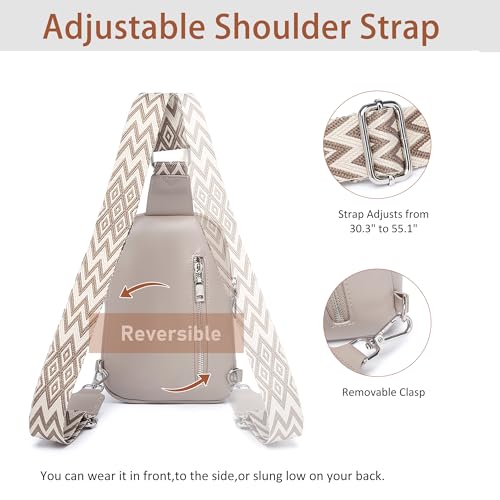 DIOMO Anti Theft Small Sling Bag for Women Cross Body Bag Trendy, RFID Fanny Packs Vegan Leather for Women Travel Belt Purse - color: 1-Grey Silver Zipper