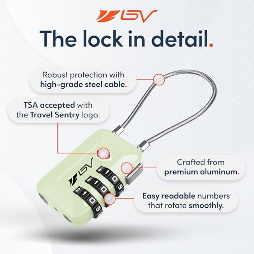 TSA Accepted Luggage Travel Lock, Set-Your-Own Combination Lock for School Gym Locker, Luggage Suitcase Baggage Locks, Filing Cabinets, Toolbox, Case (Mint Green, 1 Pack) - color: Mint Green, size: 1 Pack