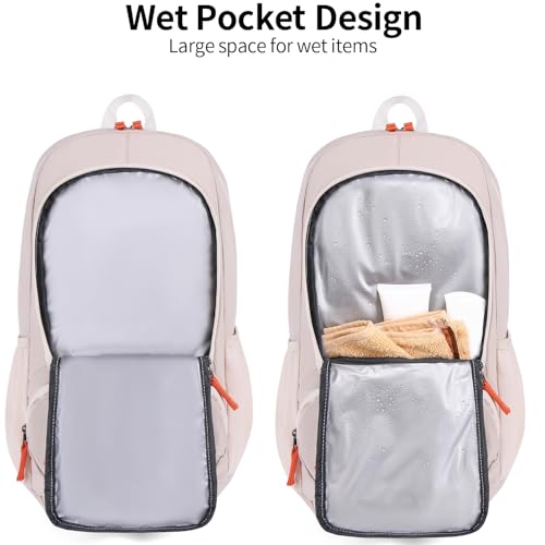 FENGDONG 35L Lightweight Foldable Waterproof Packable Travel Small Hiking Backpack Daypack for men women - color: Beige Orange