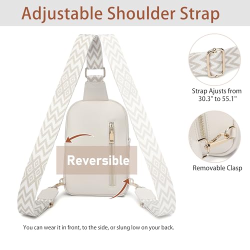 DIOMO Anti Theft Small Sling Bag for Women Cross Body Bag Trendy, RFID Fanny Packs Vegan Leather for Women Travel Belt Purse - color: Beige-Gold Zipper