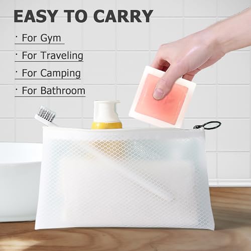 Ozner Travel Soap Case, Bar Soap Holder Fit Dr Squatch Soap, Shampoo Bar Holder for Traveling, Gym, Square Travel Soap Container with Draining Pad (Transparent White) - color: Transparent White