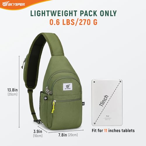 SKYSPER Sling Bag RFID Anti-Theft Crossbody Bag Recycled Travel Cross Body Bag Shoulder Sling Daypack - color: Armygreen