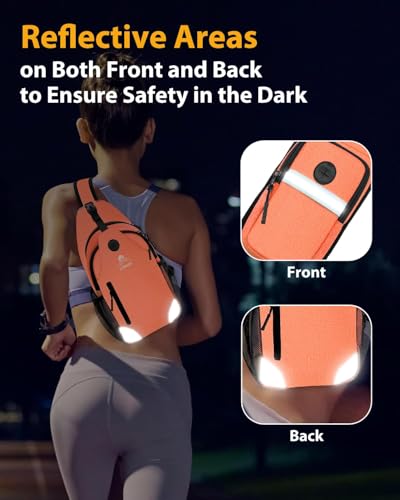 Sling Backpack for Women & Men, Crossbody Travel Bag with Water Bottle Holders, 17 Pockets, Quick-Access Phone Pocket, Hidden Security Pocket, Fits 11" Tablet, for Daily Carry, Travel, Theme Parks - color: N-ember