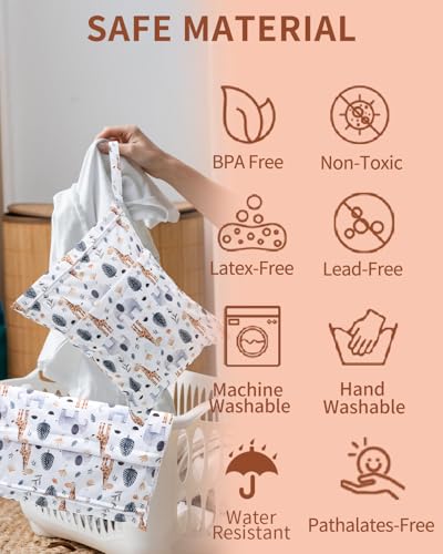 babygoal Animal Wet Dry Bags 3 Pack, Waterproof Travel Bags for Swimsuits, Beach, Pool, Gym,Food Storage and Wet Clothes(Giraffe,Cactus),3LN39-B - color: Neutral color 39