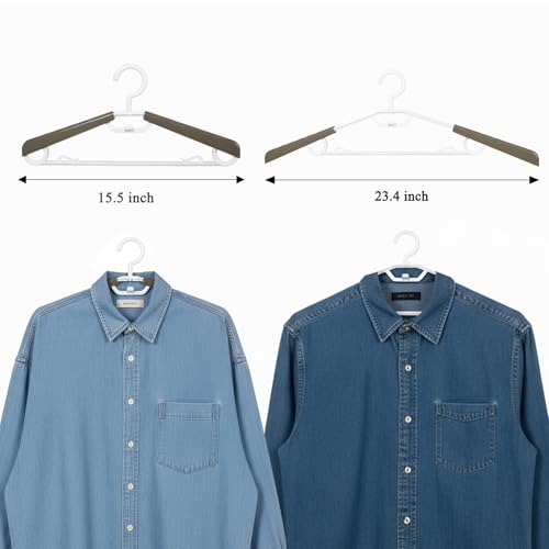 6-Pack Heavy Duty Plastic Extra-Wide Arm 15"-23" Suits Clothes Hangers with Swivel Hooks,Perfect for Coat,Jacket,Dress,Shirt,Trousers or Closet Space Saving,Grey&White - color: Grey&white