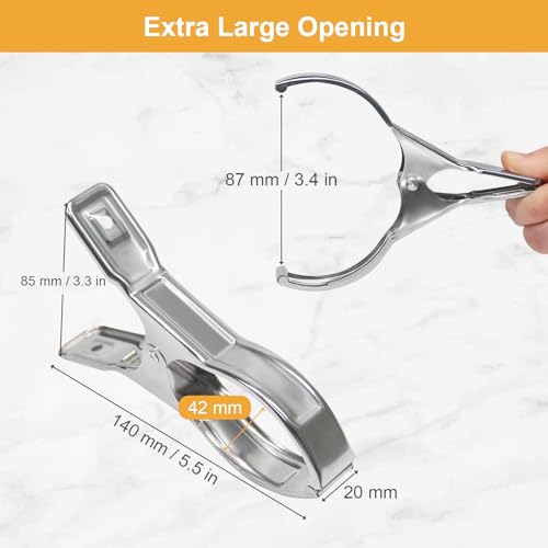 Coideal Metal Pool Cover Clips - 10 Pcs Large Beach Towel Chair Clips 5.5 Inch Stainless Steel Clothes Pins Quilt Clamps Windproof for Sunbed Lounge Cruise (14cm) - size: 14 cm