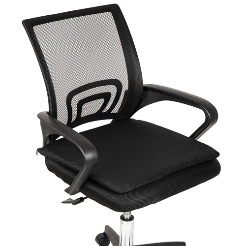 Mind Reader Seat Cushion with Gel Core, Ergonomic Pressure Relief for Tailbone, Hip, Coccyx & Sciatica Pain, Office, Car, Wheelchair, Black
