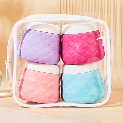 Silevoler Travel Size Containers for Toiletries, TSA Approved Travel Size Toiletries Silicone Cosmetic Cream Jars, Leak-Proof Refillable Containers W/Clear Bag (VIBRANT, 1.7OZ) - color: VIBRANT, size: 1.7OZ