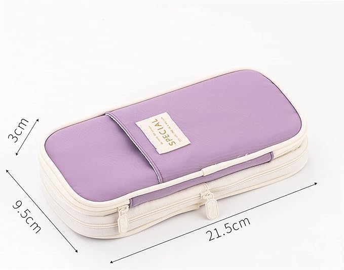 Arnuixty Large Storage Pencil Case Pen Bag with Zipper Big Capacity Pouch Organizer for Office Travel Holder Box - color: Blue