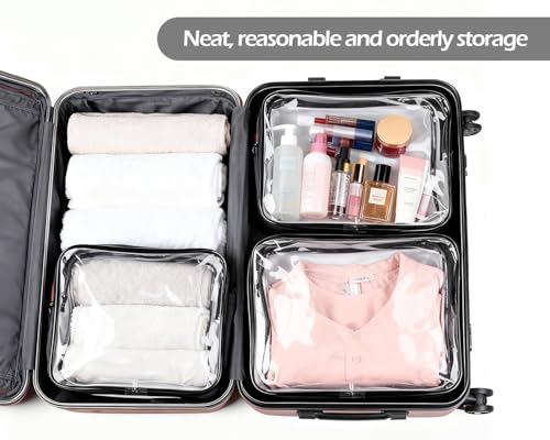 4Pack Black Clear Cosmetic Bags for Women Zipper Pouches Set PVC TSA Approved Toiletry Bag Organizers Packing Cubes