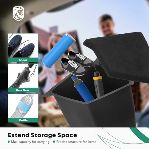 YHTAUTO Trunk Organizer Fit for Tesla Model Y 2020 2021 5-Seater Rear Trunk Storage Bins Side Box with Lids Flocking Waterproof Storage Box, Model Y Accessories 2 Pcs