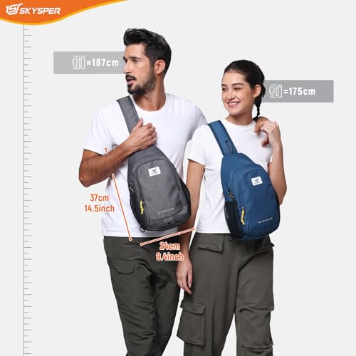 SKYSPER Sling Bag Anti Theft Crossbody Bag RFID Lightweight Travel Shoulder Chest Bag for Hiking Walking - color: Grey
