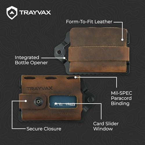 Trayvax Element Wallet, RFID Front Pocket Credit Card Holder with Money Clip, Minimalist Slim Leather Metal Wallet for Men and Women - color: Black | Mississippi Mud