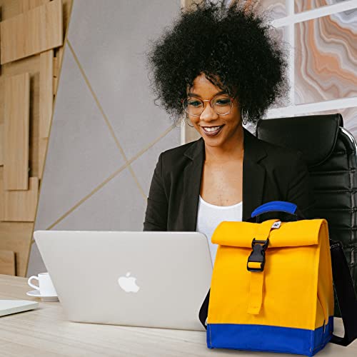 SUNNY BIRD Insulated Lunch Bag Rolltop Lunch Box Tote Lunchbox Bag for Women, Men, Boys and Girls (Yellow) - color: Yellow