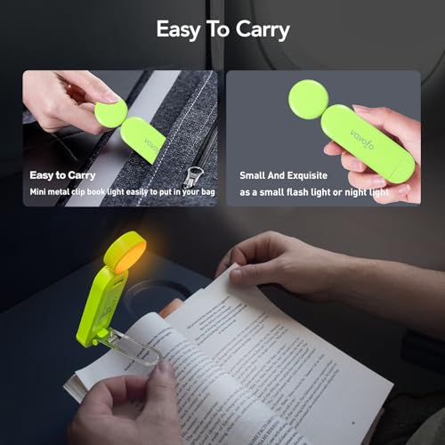 VAVOFO USB Rechargeable Book Light, Blue Light Blocking, Amber Light Clip On Bookmark Shaped Reading Light, Eye Care 6 LEDs Book Light for Bookworms Reading in Bed with 9 Lighting Modes (Neon Green) - color: Neon Green