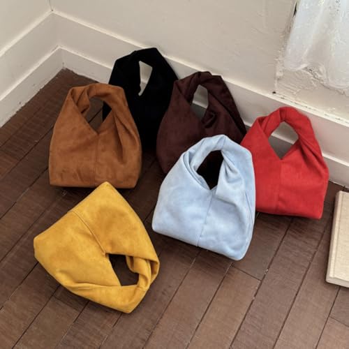 Slouchy Suede Crescent Crossbody Purses Women Cute Hobo Bags Trendy Satchels Underarm Shoulder Bag Travel Tote Handbag 2026 - color: A Suede Light Blue-no Strap