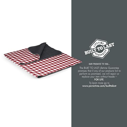 ONIVA - a Picnic Time brand Blanket Tote Outdoor Picnic Blanket, Beach Blanket, Camping Blanket 59x51 inches - color: Red Check With Gray