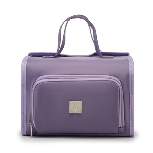 ROYALFAIR Roll Up Makeup Bag, Waterproof Toiletry Bag for Women, Hanging Travel Organizer bags with Jewelry Organizer Compartment, Extra Large 4 Clear TSA Approved Pouches Cosmetic Makeup (violet) - color: Purple