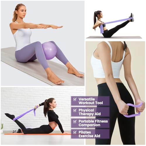 Pilates Kit for Women 13PCS, Pilates Ring and Ball Set with Magic Circle, Resistance Bands Set, Figure 8 Band, Yoga Ring & Grip Socks, Home Workout Equipment Essentials Starter Kit for Beginners - color: Lavender