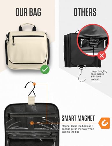 VENTURE 4TH Hanging Travel Toiletry Bag for Women & Men – Large Toiletry Organizer with 18 Compartments, Removable TSA Pouch, Travel Wash Bag for Toiletries, Makeup & Shaving Kit (Beige) - color: Beige