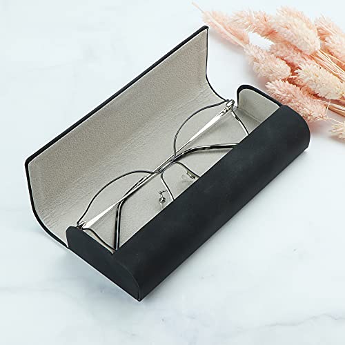 LifeArt Eyeglass Case Hard Shell, Portable Sunglass Case for Women and Men, fashionable PU Leather Eyeglass Case, Lightweight - color: 641_ybr(black)
