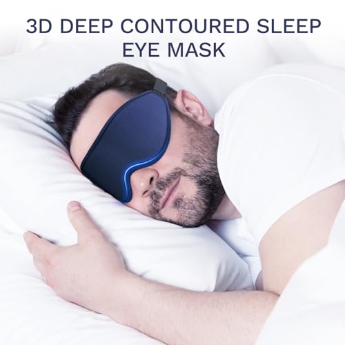 99% Fully Block Out Light Eye Sleep Mask, 3D Deep Contoured Eyes Cover Zero Pressure, Long Lash Extension Eyes Mask with Adjustable Straps for Sleeping Travel Home Nap Rest Women Men (Dark Blue) - color: Dark Blue