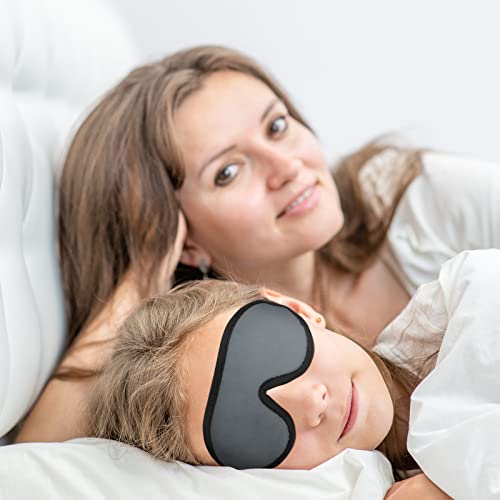 2 Pieces 3D Sleep Mask for Kids Memory Foam Contoured Eye Mask, Travel Sleep Eye Cover with Adjustable Strap, 3D Blindfolds(Blue and Gray) - color: Blue and Gray