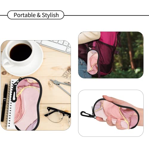 Hion Sunglasses Soft Case Ultra Light Neoprene Zipper Eyeglass Case With Belt Clip - color: 3c-2pcs-marble