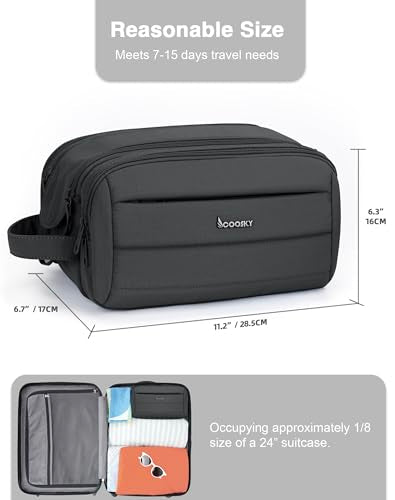 Toiletry Bag for Men & Women, Cruise Ship Travel Essentials, Shaving Dopp Kit with Dry and Wet Separation, Water-resistant Bathroom Cosmetic Organizer Bag, Makeup Accessories with Trolley Belt, Black - color: Black