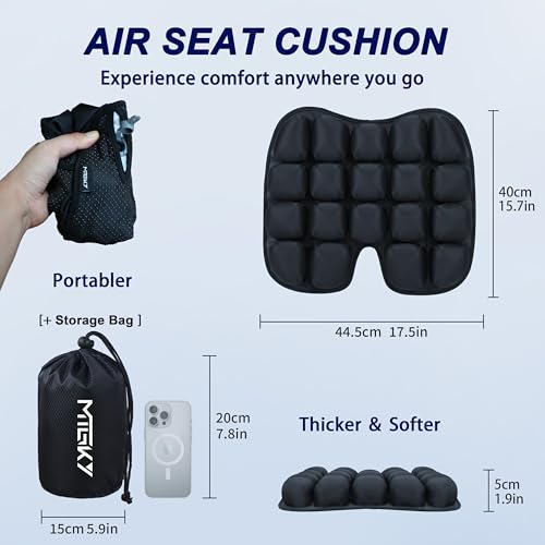 Upgrade Travel Seat Cushion for Airplane,Portable&Adjustable Air Seat Cushion,Coccyx Tailbone Pain Relief Chair Pad,Inflatable Cushion for Wheelchair, Travel,Driving,Office Work