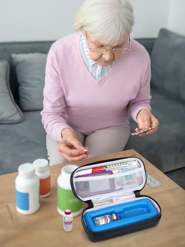 YOUSHARES Insulin Vial Cooler Travel Case - TSA Approved Diabetes Carrying Bag Keep Medicine Cool, Peptide Medication Organizer Small Bottle Protector, Refrigerated Pack with Protective Ice Brick - color: 01 Black
